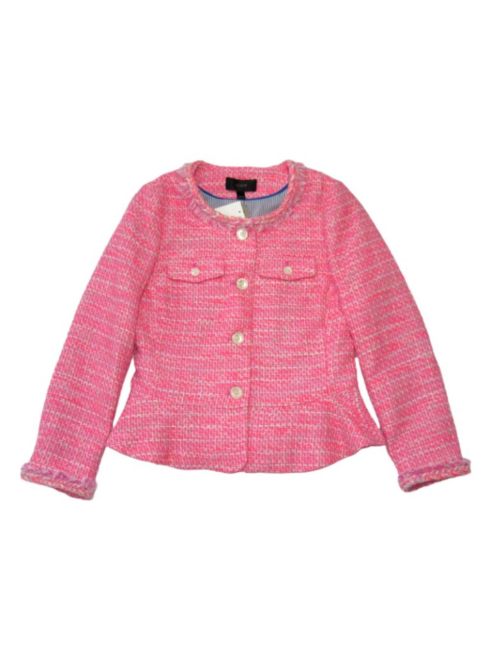 NWT J.Crew Peplum Lady Jacket in Neon Fuchsia Pink Tweed Blazer 2 - Picture 4 of 11